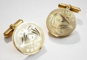 Vintage Destino Libra Zodiac Cufflinks 1970s Gold Tone Designer Signed‎ .75" cl-